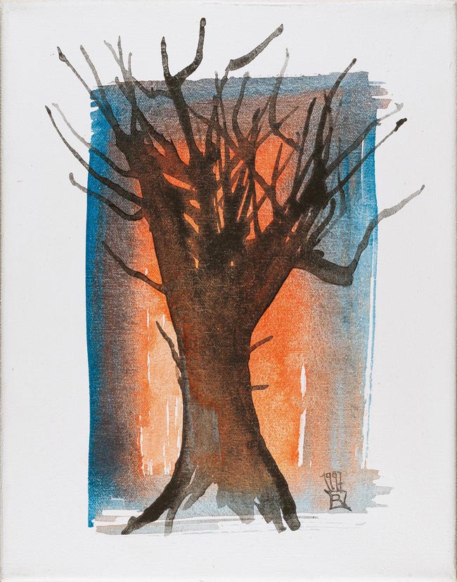 05 Baum Beispiel für Wald - Tempera Leinwand Pigmente