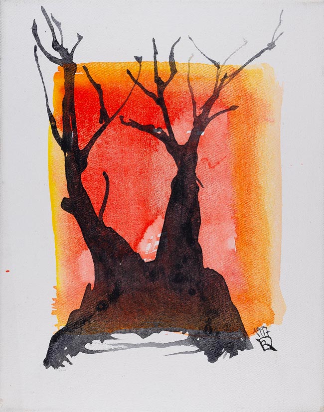 14 Baum Beispiel für Wald - Tempera Leinwand