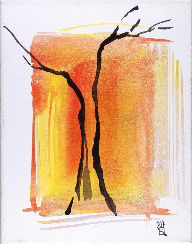 19 Baum Beispiel für Wald - Tempera Leinwand
