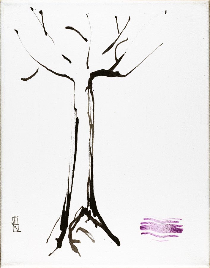 Baum 03 - Beispiel für Wald - Tempera Leinwand Pigmente