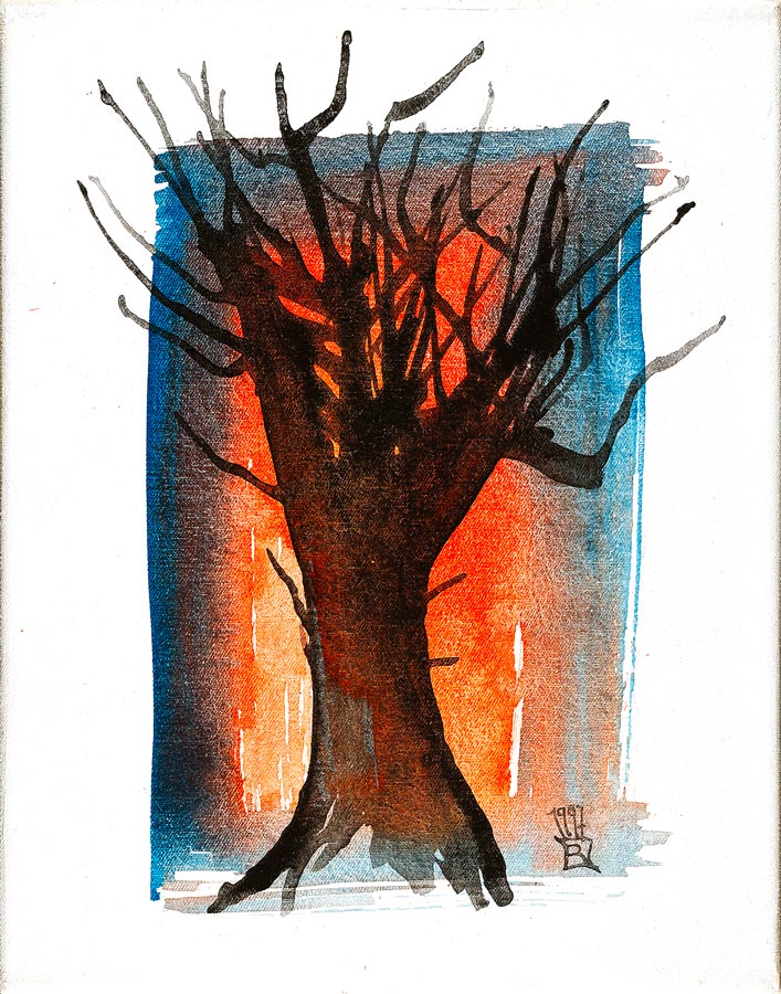 Baum 05 - Beispiel für Wald - Tempera Leinwand Pigmente