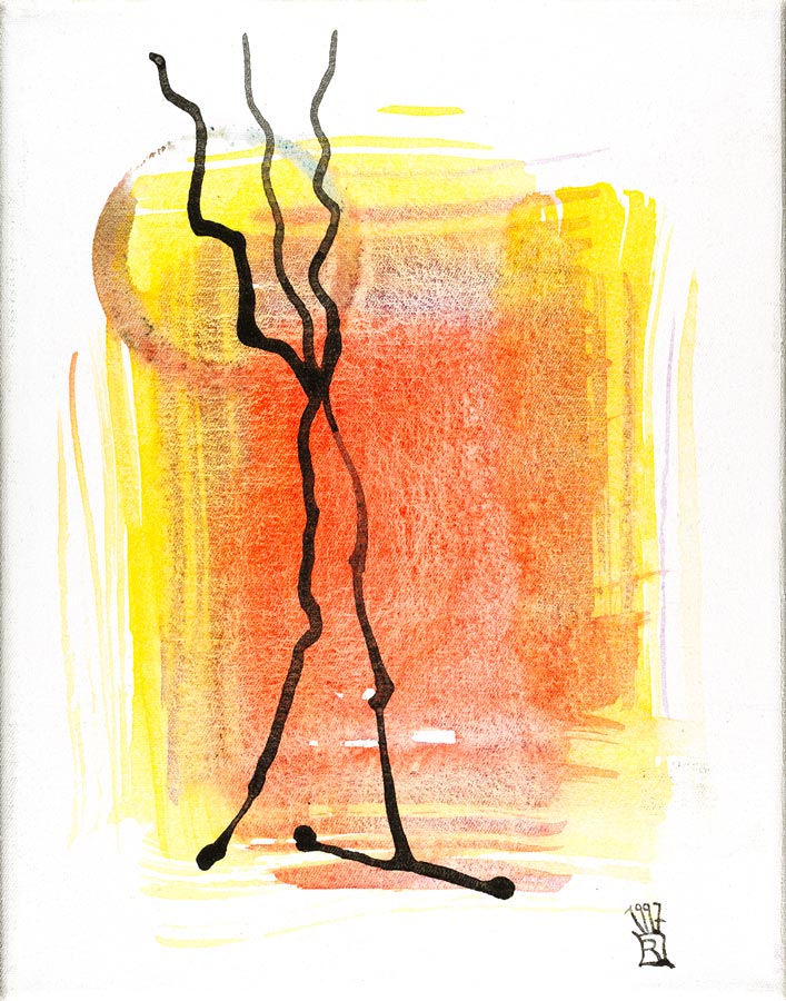 Baum 06 - Beispiel für Wald - Tempera Leinwand Pigmente