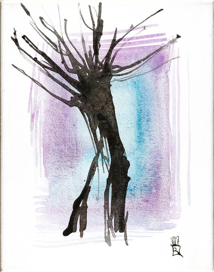 Baum 11 - Beispiel für Wald - Tempera Leinwand