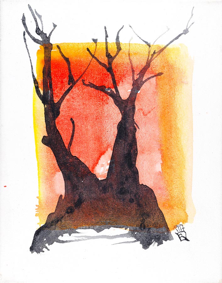 Baum 14 - Beispiel für Wald - Tempera Leinwand