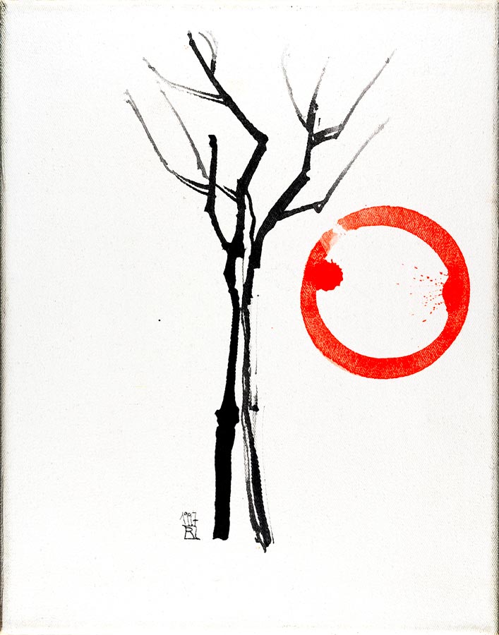Baum 15 - Beispiel für Wald - Tempera Leinwand