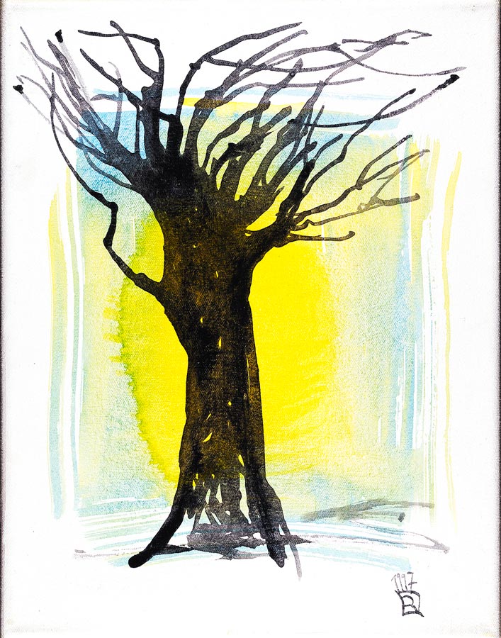 Baum 16 - Beispiel für Wald - Tempera Leinwand