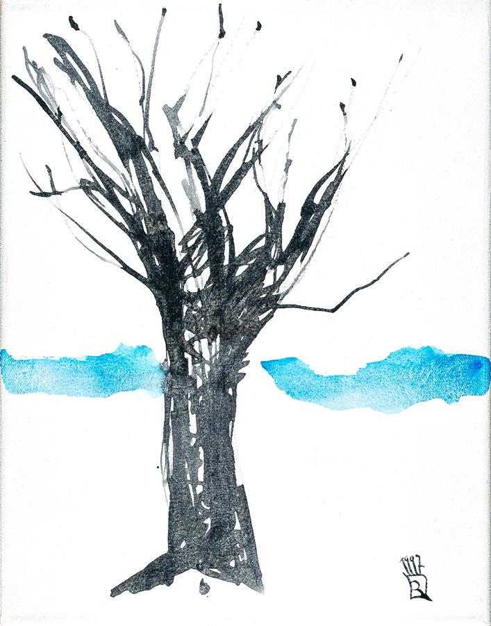 Baum 17 - Beispiel für Wald - Tempera Leinwand