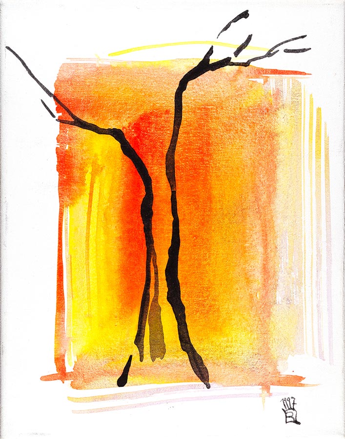 Baum 19 - Beispiel für Wald - Tempera Leinwand